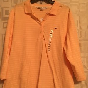 3/4 sleeve Striped Polo Shirt